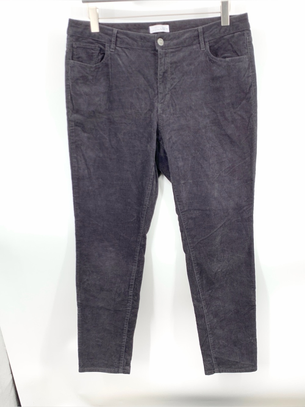 LOFT Ann Taylor Women Size 16 33 Pants Gray Corduroy Curvy Skinny Jeans Stretch